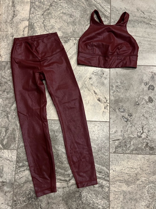 lululemon athletica Pants - Lululemon Matching Set- Radiant Burgundy Foil Sports Bra & Leggings Set
